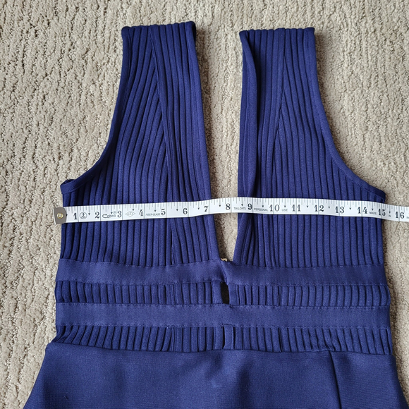 Women’s Baosuu Deep Plunge V-Neck Bodycon Midi Dress – Navy Blue – Size L – NWT - Picture 3 of 14